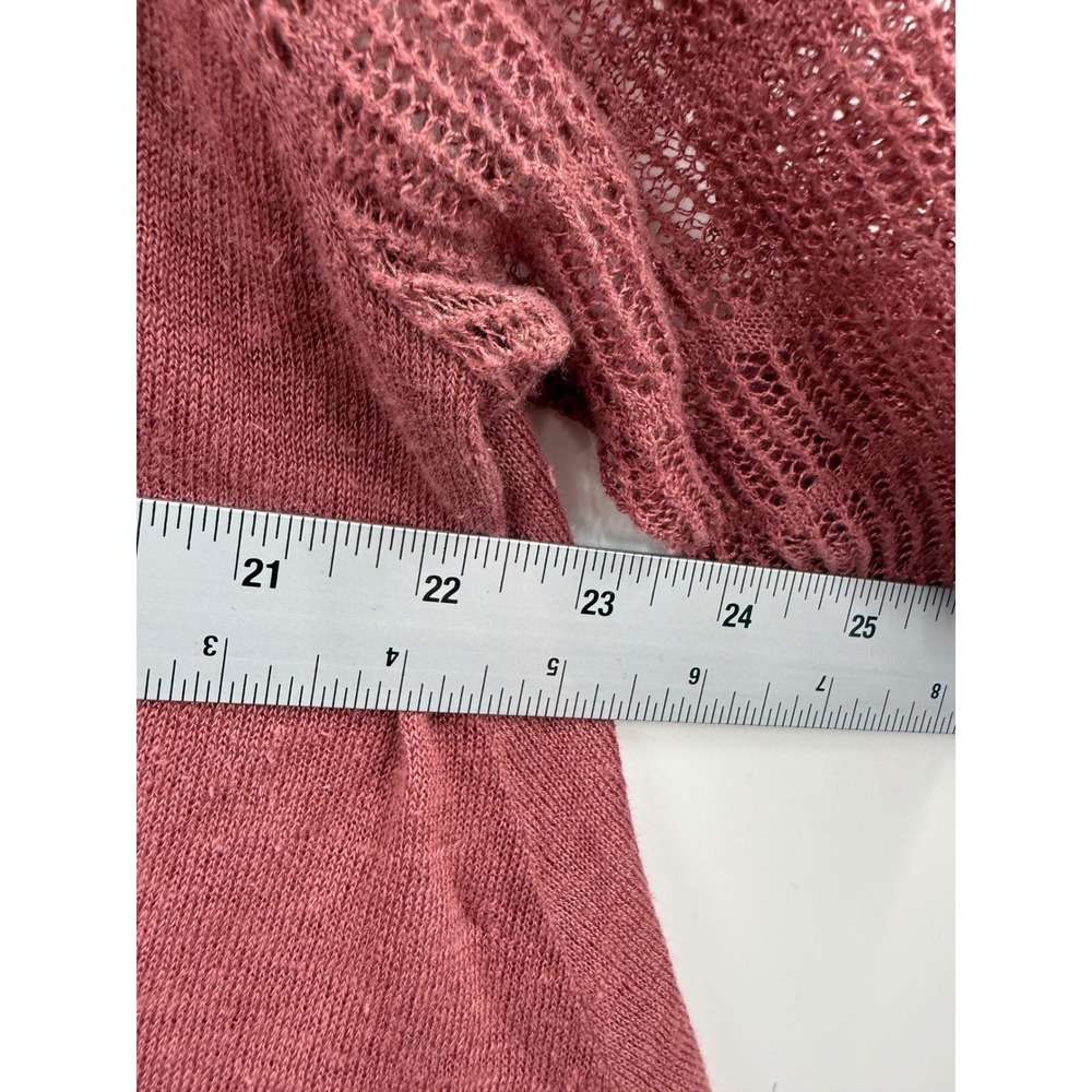 POETRY Linen Blend Asymmetrical Hem Knit Top Rose Mauve‎ Size 14 - Picture 7 of 8